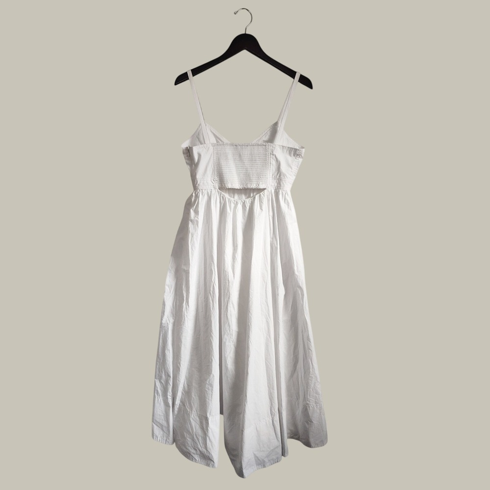 New Banana Republic Dress 6 Midi Strappy Empire Sundress Cutout White Cotton - Picture 4 of 9